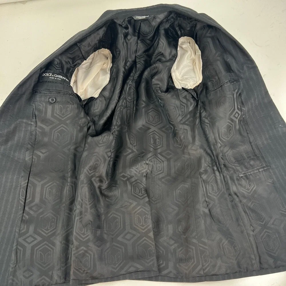 Dolce & Gabbana Martini Cotton Silk‎ Jacquard Black Gray Suit Made Italy 40